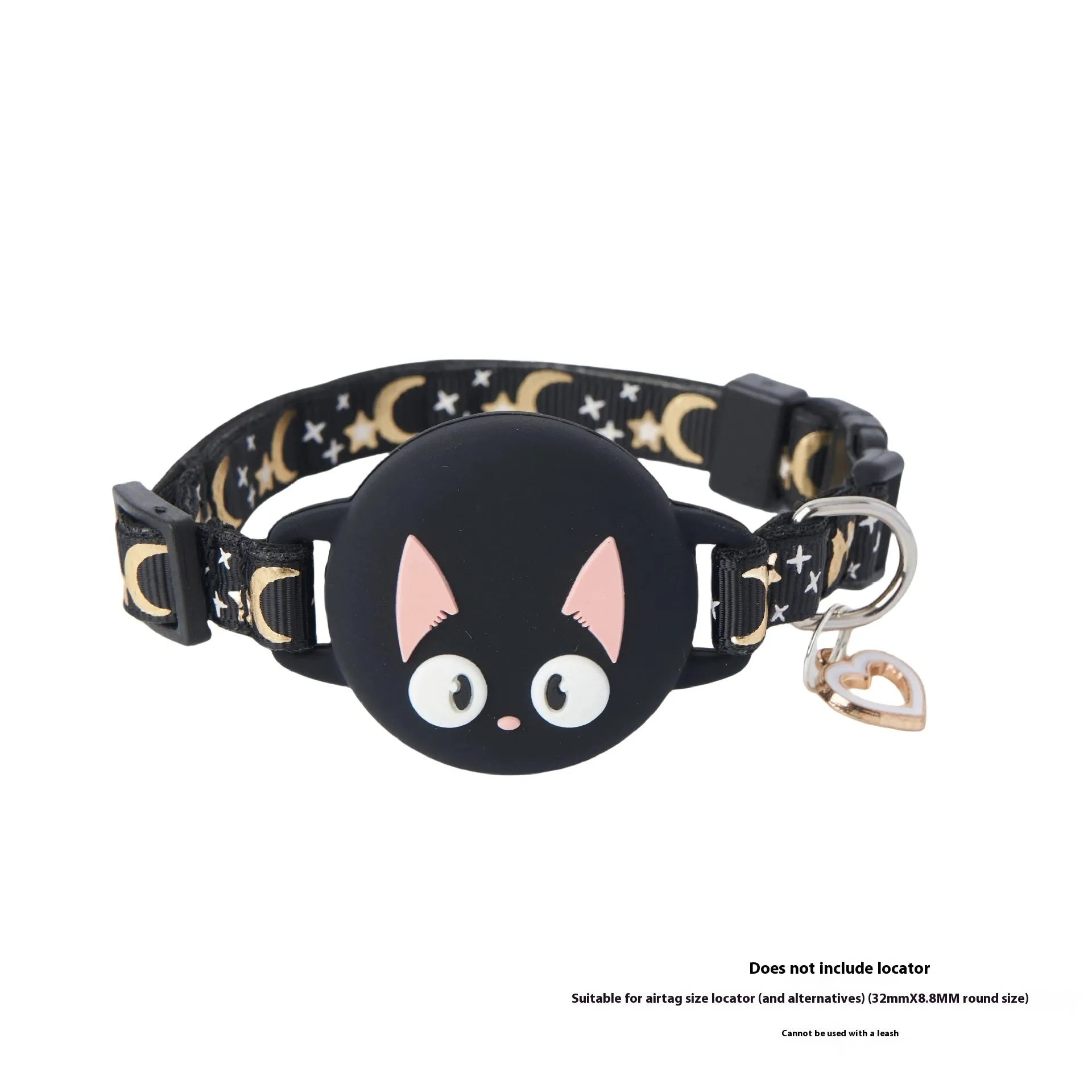 Plastic Apple AirTag protective case for cat collars in pink, blue, light green, and black colours with adjustable band.