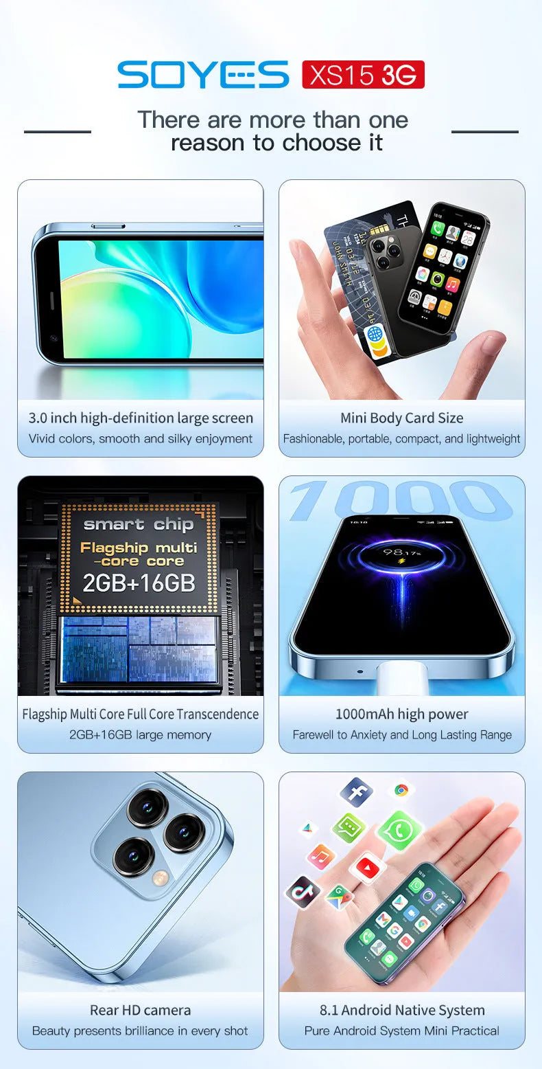 S23PRO XS15 mini smartphone with 30cm screen in black, green, or pink purple colour options