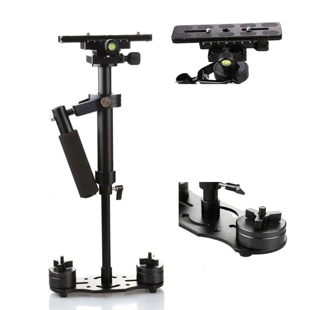 Black aluminium alloy S40 S60 handheld camera stabilizer with adjustable height mechanism