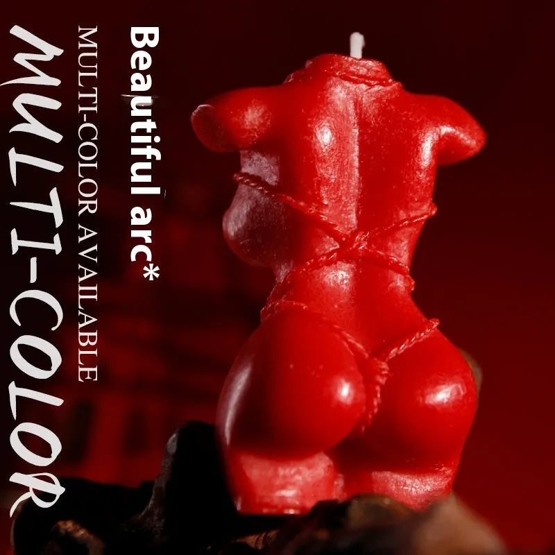 9i Smsexy low-temperature soy wax sensual massage candle in Rose Red colour with bikini shape.