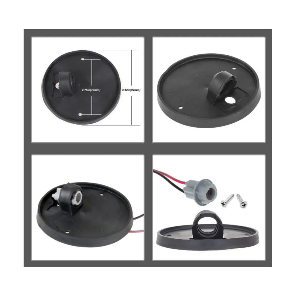 Yellow LED roof cab marker light for commercial vehicles with polycarbonate lens and rubber base.