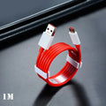 Universal fast charging data cable red colour 1m 1.5m 2m options for 30W head compatible 7pro 6 6T 7T