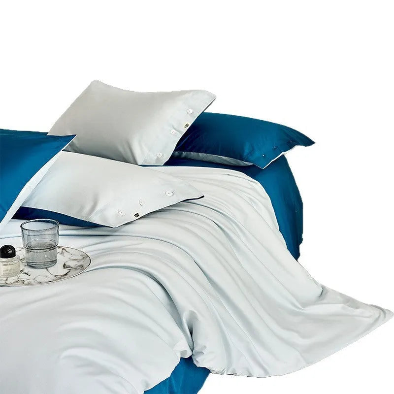 Four-piece cotton bedding set with embroidered quilt cover 200x230, bed sheet 245x250 and pillowcase 48x74