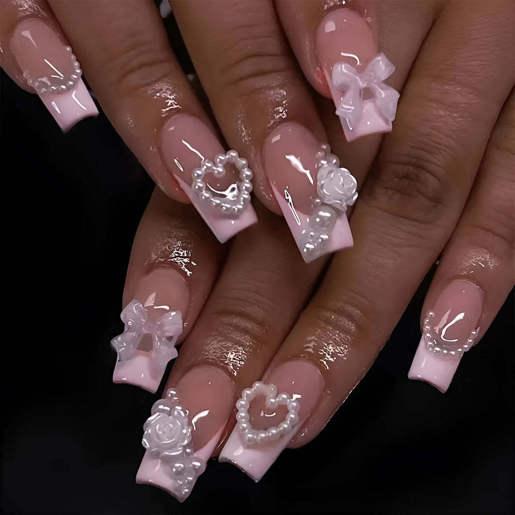 French Love Pearl fake nail stickers in XD93 colour with love pattern design