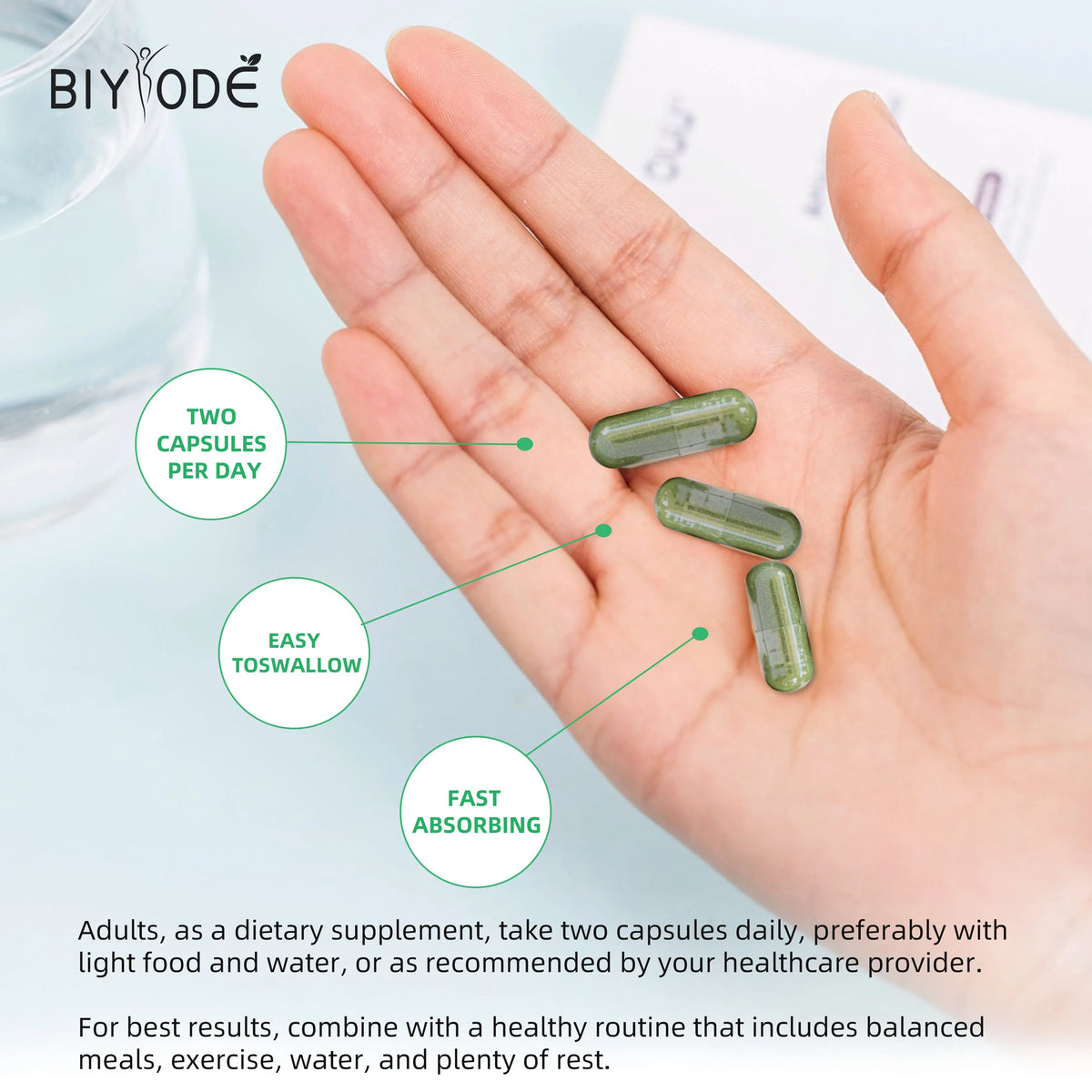 Bottle of 60 moringa extract herbal supplement capsules for immune support