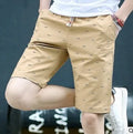 Men's thin cotton summer shorts in capri length with mid-waist fit and lace-up placket