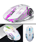 Black and white wireless computer mouse with six buttons and mute function for laptop use