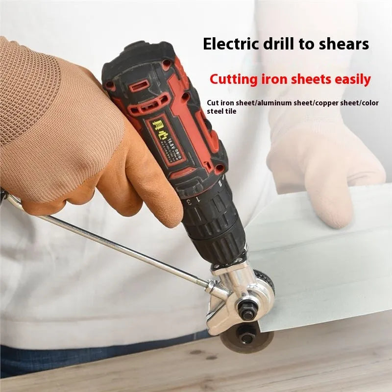Electric drill shears attachment with 45# steel head for cutting iron sheet, universal drill fit, 1 2 4 piece packs