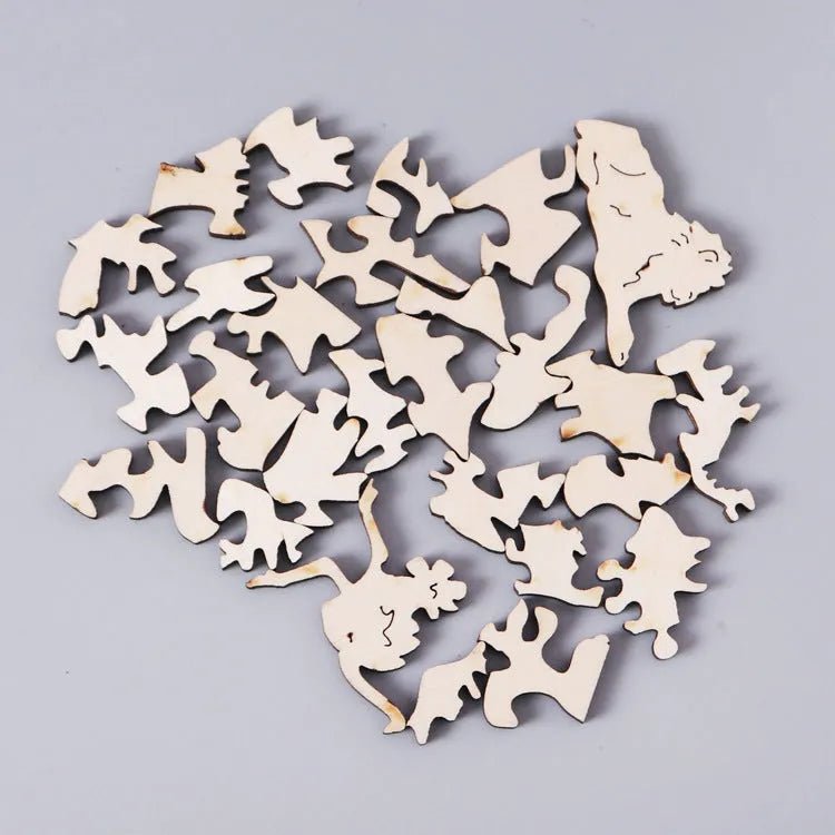 Irregular three-dimensional seahorse shaped wooden puzzle in A5 Haima, A4 or A3 variant