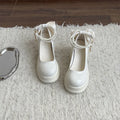 Women's beige Mary Jane pumps with chunky 6cm heel and round toe design
