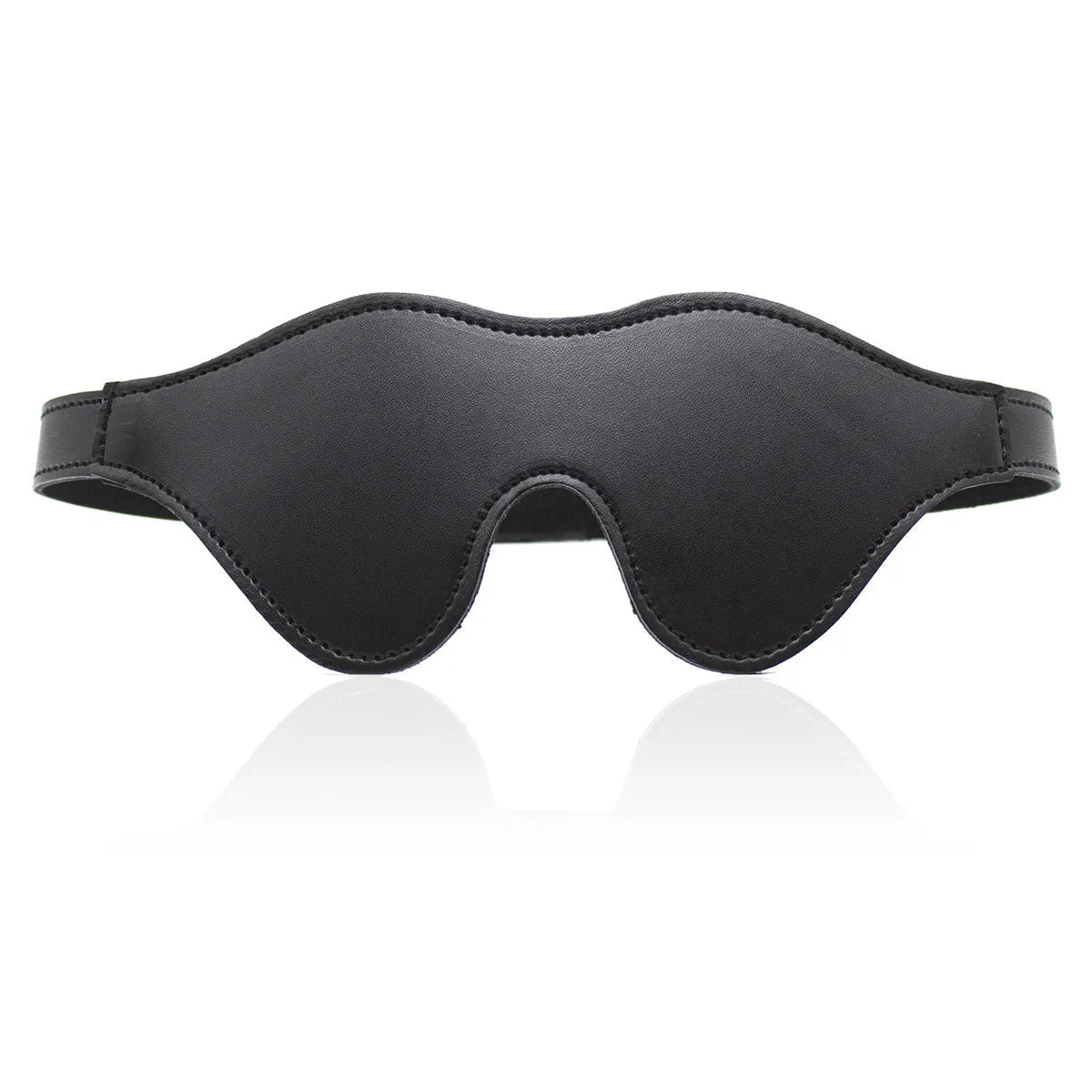 Women's leather eye mask with velcro fastening showing three-dimensional contour design in multiple colour options