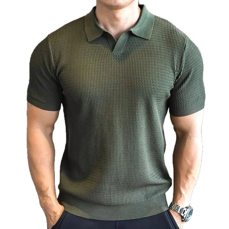 Men's slim fit Henry collar polo shirt in polyester available in multiple solid colours
