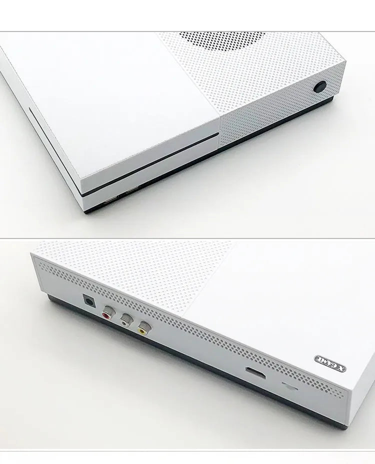 White Arcade Xgame wired game console with HDMI interface, ABS body, and two joystick controllers