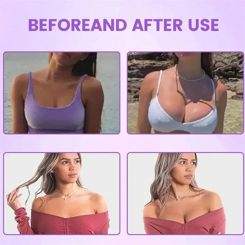 Pair of disposable chest patches for breast enhancement and body tightening treatments