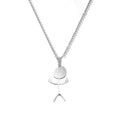 Silver stainless steel stick figure pendant necklace middle finger gesture smiley face on link chain