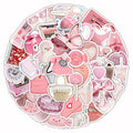 Two sheets of pink girl heart decorative stickers with realistic 3D effect, showing style A and style B patterns.