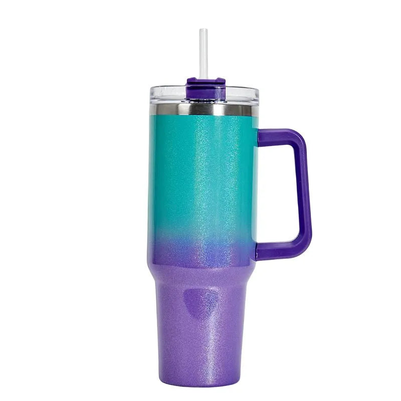 Large stainless steel vacuum insulation cup in a powder blue gradient colour, showing its tall 1.8 litre capacity.