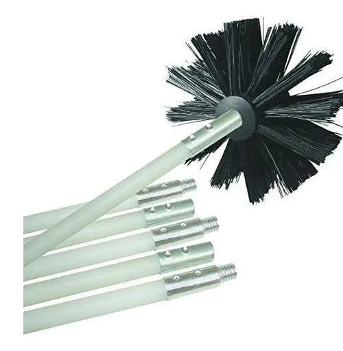 Flexible chimney cleaning brush with bendable rod and nylon bristles for duct inner walls