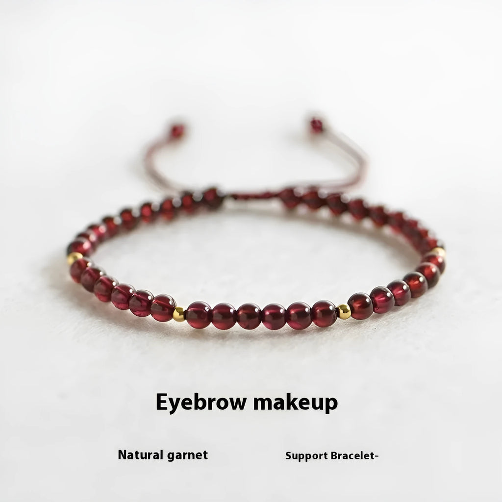 Hand-woven garnet red rope Chinese bracelet with flexible wire construction