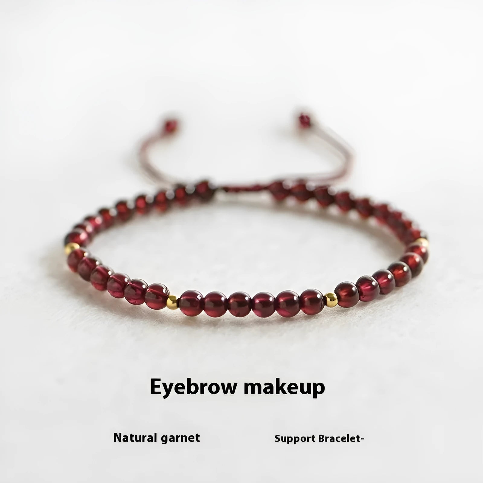 Hand-woven garnet red rope Chinese bracelet with flexible wire construction