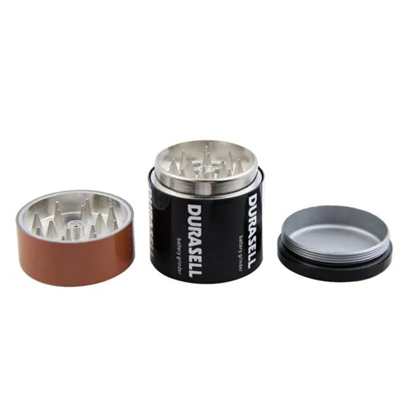 Black zinc alloy modelling grinder with multiple functions measuring 55mm by 42mm