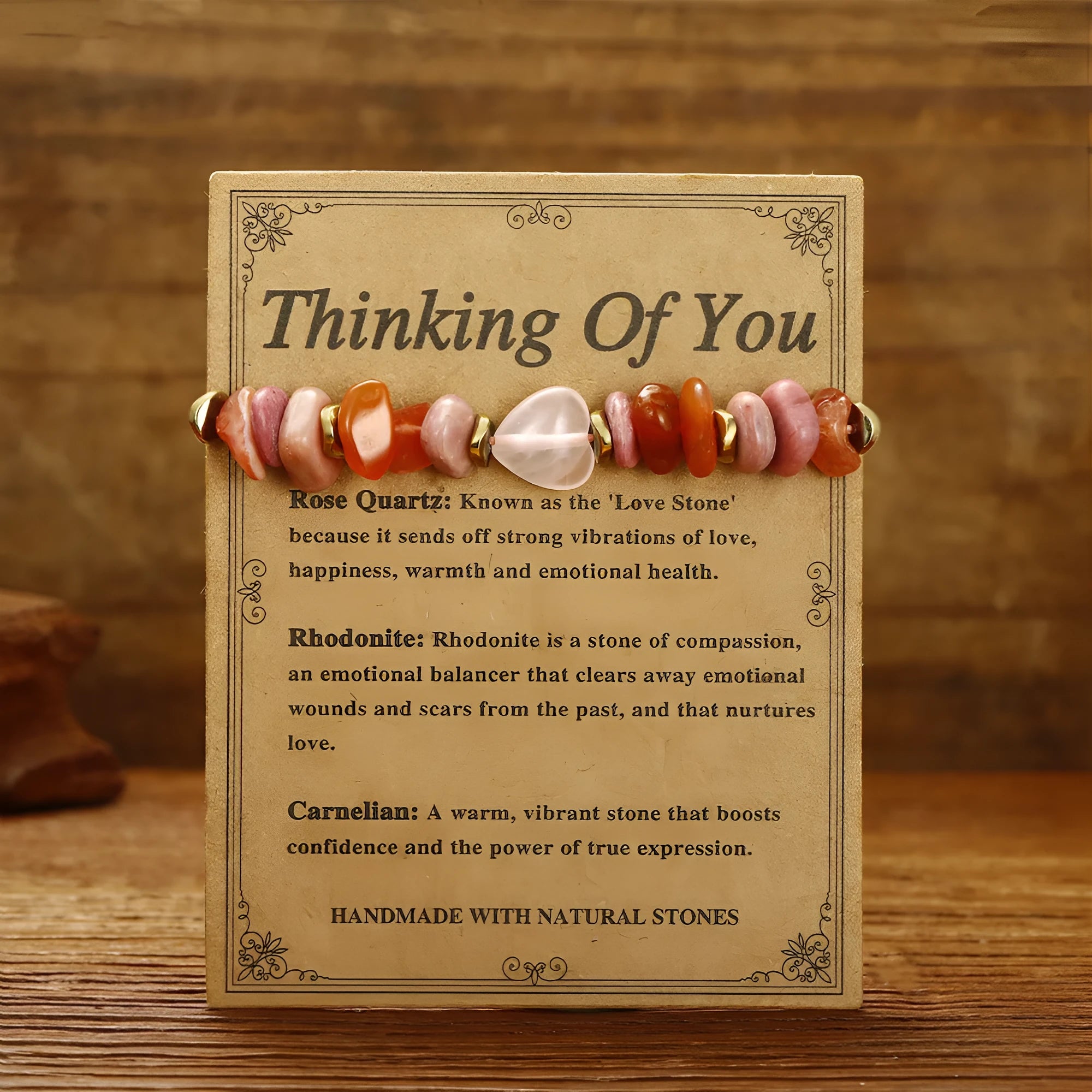 A geometric beaded stone bracelet for women, showing handmade craftsmanship.