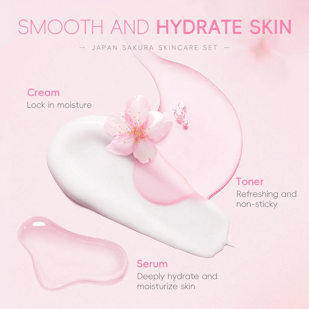 Cherry Blossom 6-piece skin care set with cleansing and brightening products