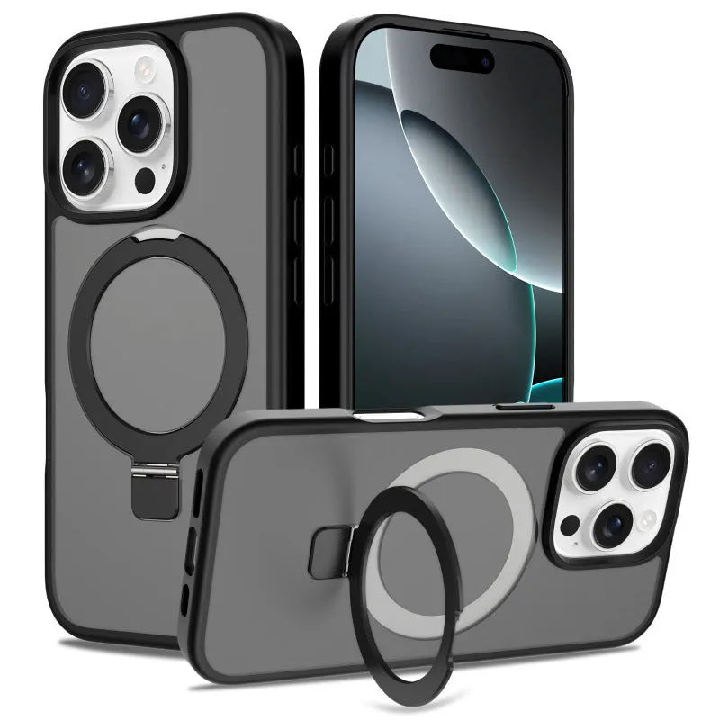 Magnetic drop-resistant phone case for iPhone 17 in black with TPU PC protective shell