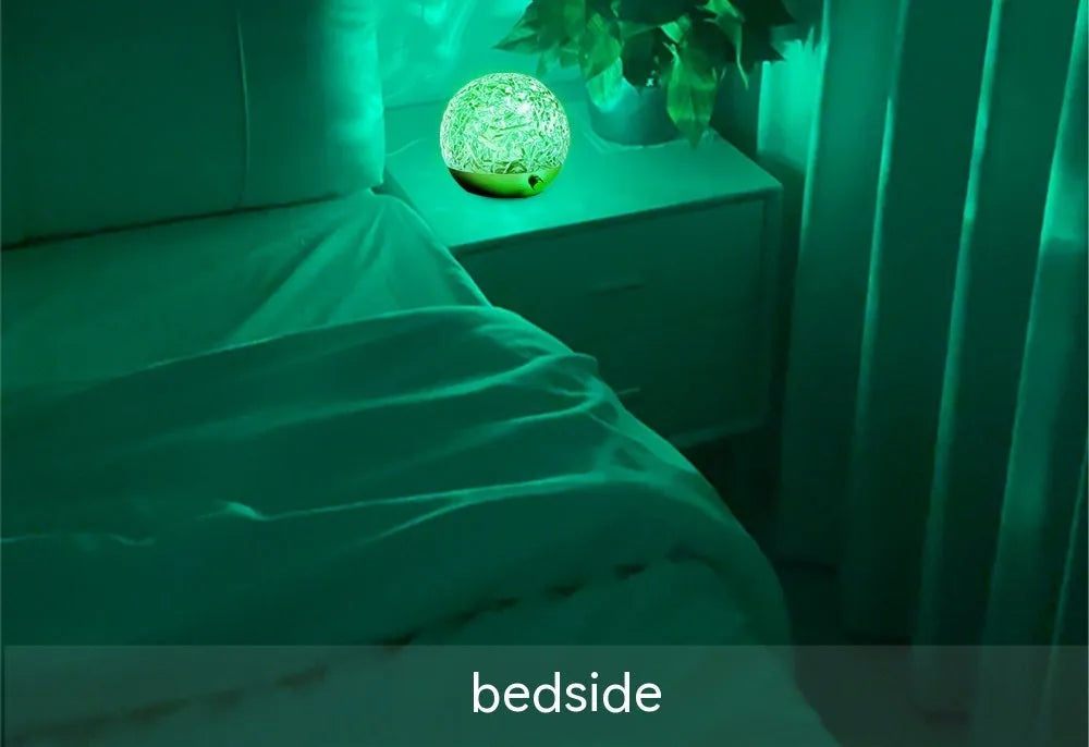 Water ripple projector night light with touch and remote control, acrylic metal USB mood lamp in spherical style