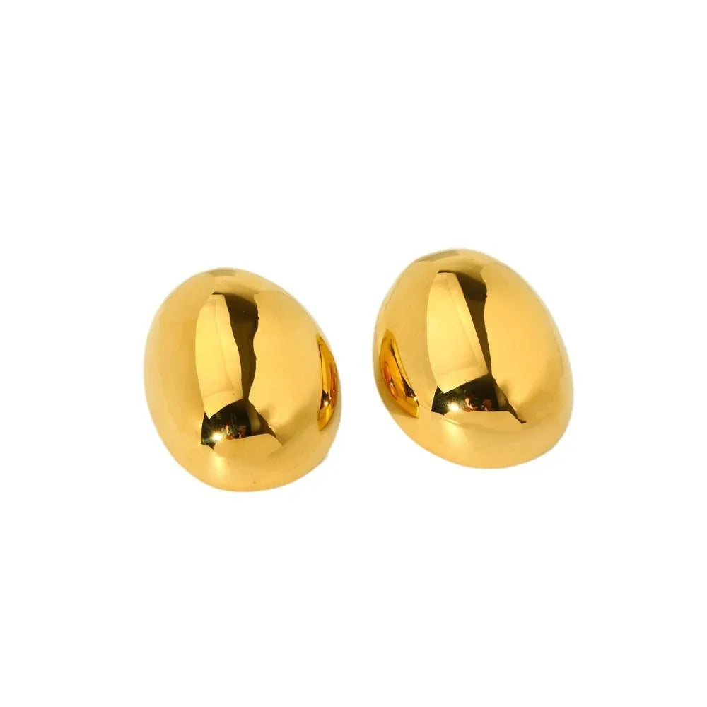 Geometric line earrings with stainless steel electroplated 18k gold glazed surface ear studs
