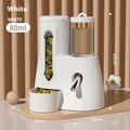 White hamster automatic drinking water feeder with food basin for small pets