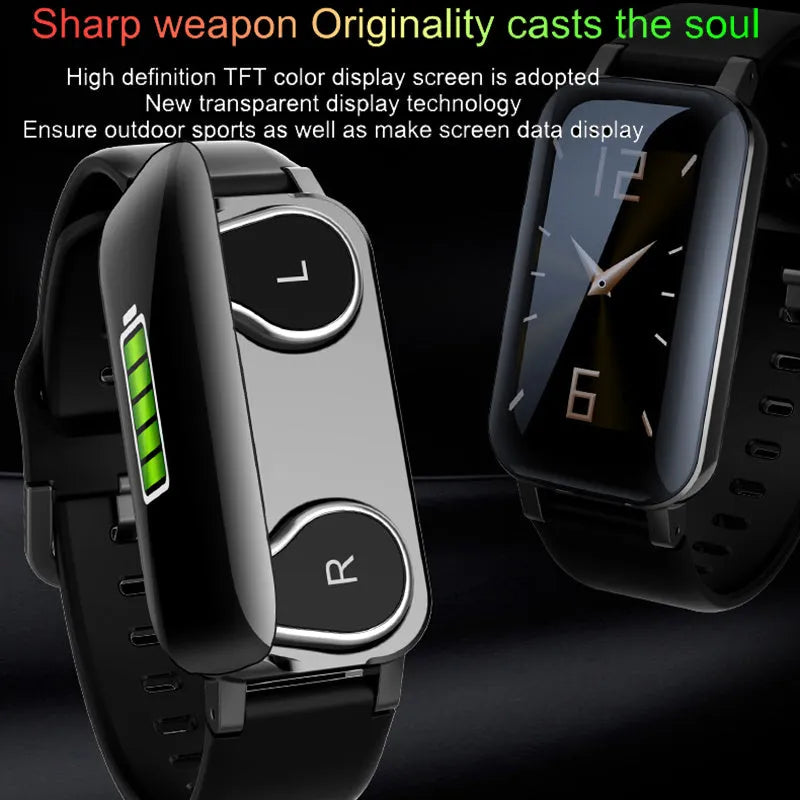 Call Bracelet smart wearable showing Black, Blue and Coffee colour options with adjustable band and heart rate monitoring display