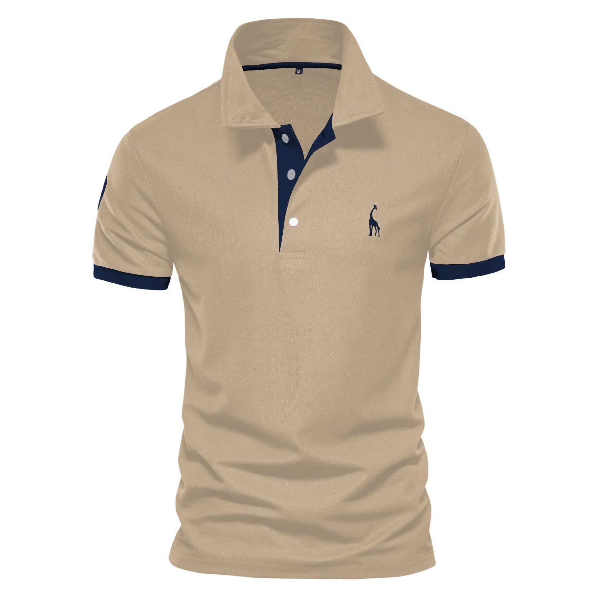 Men's slim fit grey T-shirt with a detailed embroidered deer pattern on the chest.