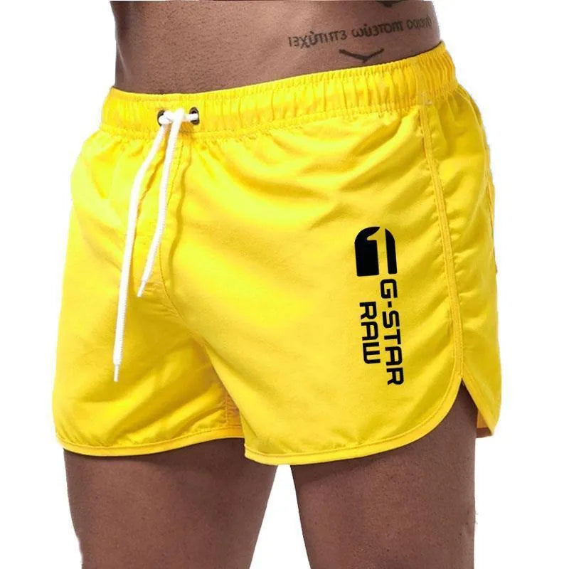 Men's lightweight hemp-blended polyester sports shorts in multiple colours with a micro-elastic waistband.