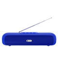 Desktop wireless long strip radio subwoofer in black, blue, red, or silver grey colour options