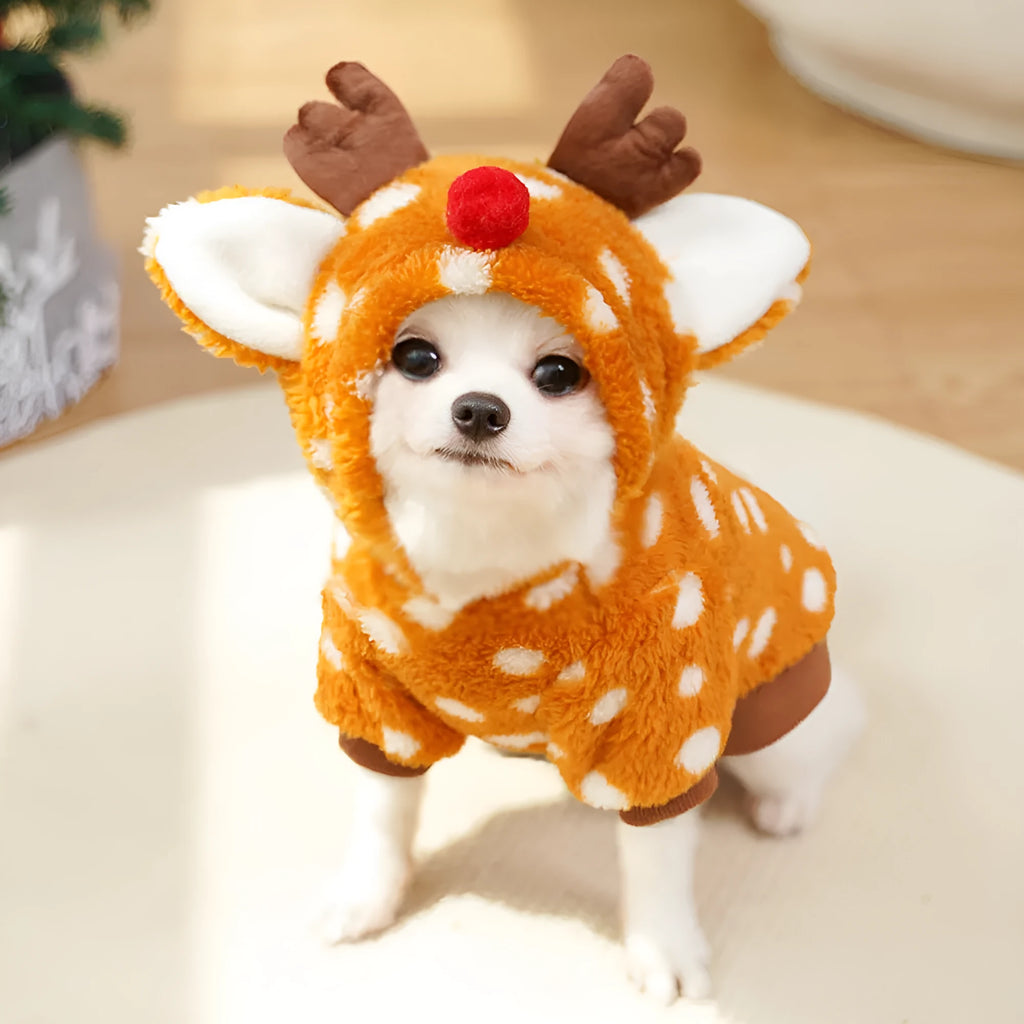 Elk antler Christmas costume for medium-sized dogs with fleece lining in six available sizes