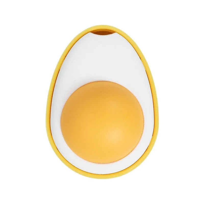 Interactive catnip ball toy in fried egg or poached egg shape with cute cat head design