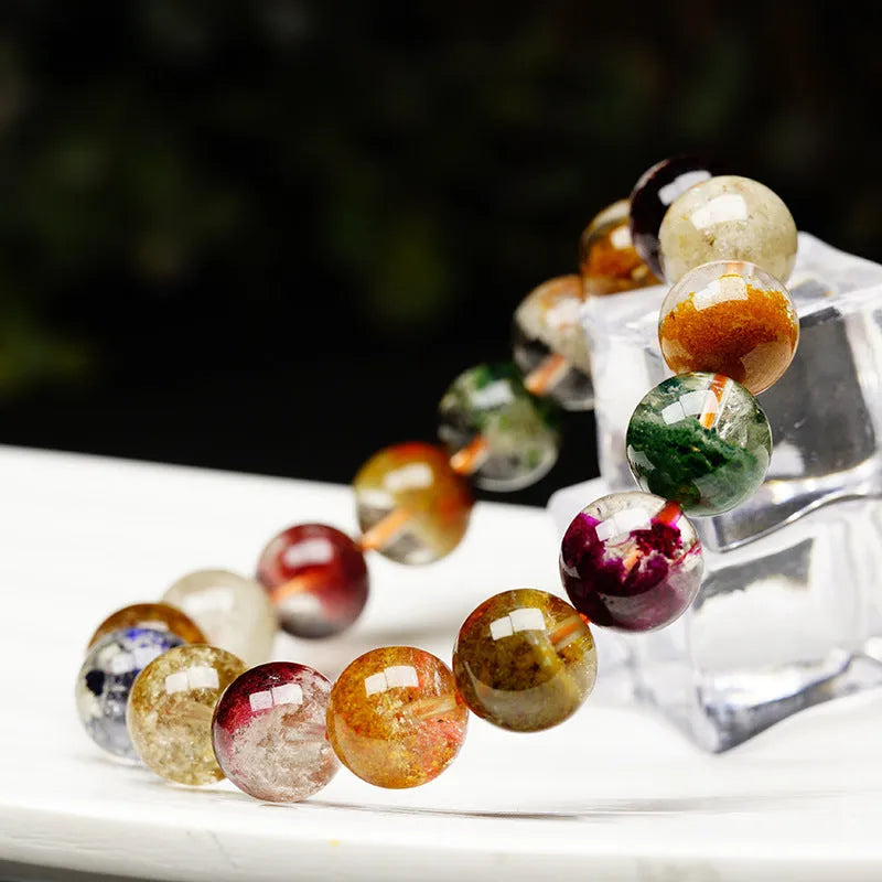 Colourful cornucopia ghost design crystal bracelet with 10mm ball beads in ethnic retro style.