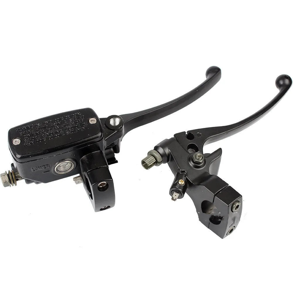 Black aluminium alloy left clutch lever and right brake master cylinder set for 1 inch handlebars