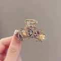 Women's alloy crystal crown hairpin headdress with electroplated finish and Korean style crown grip