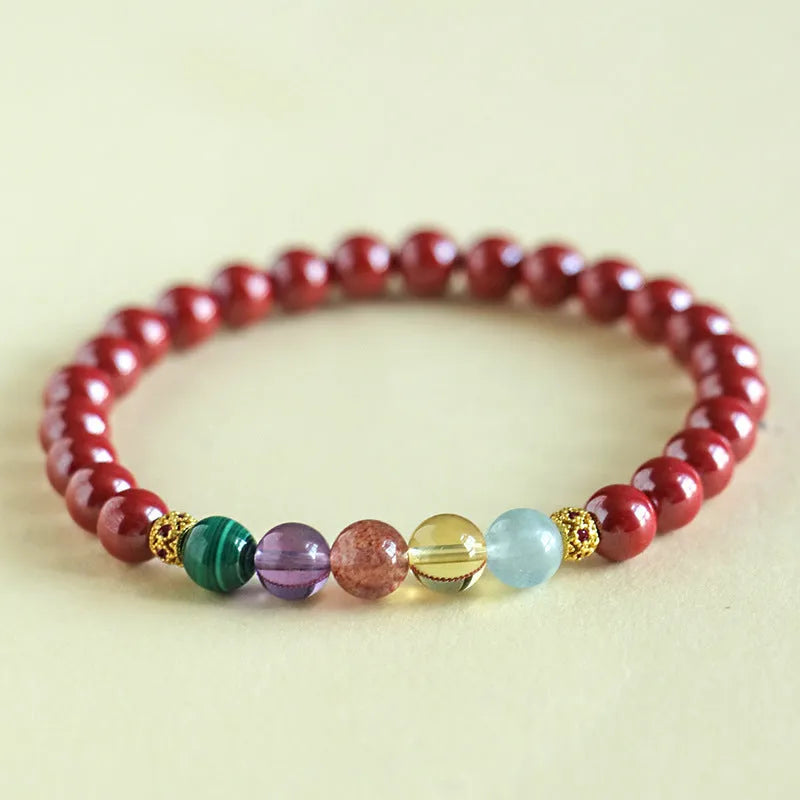 Purple gold sand crystal string beads bracelet in couple's style with manual craftsmanship