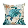 Sea turtle printed linen cushion cover 45x45cm with invisible zipper for sofa or chair