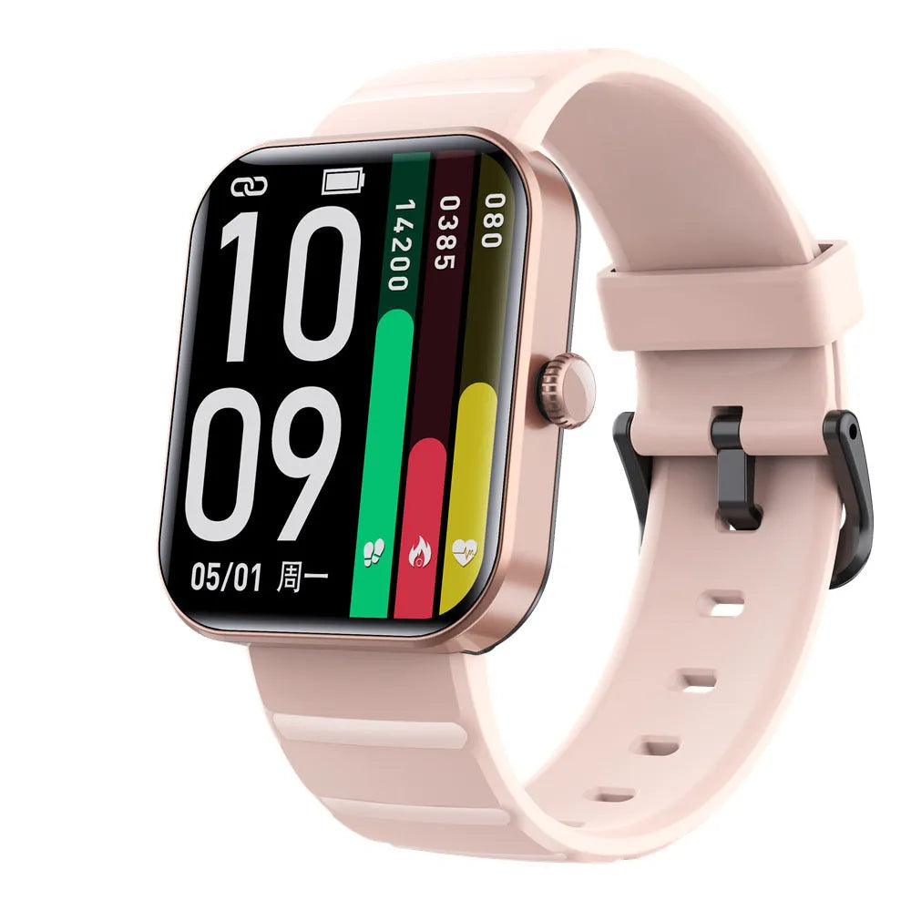 Smart plastic watch with sleep monitoring and heart rate tracking in a pink capsule colour