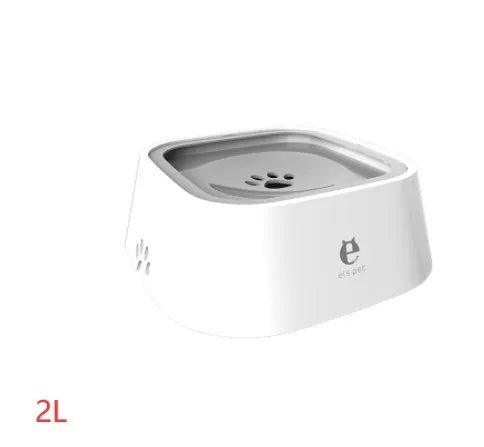 1.5L grey pet water bowl with floating plate, ABS and PP construction, anti-overflow design