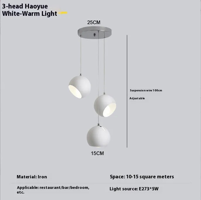 Post-modern ball chandelier table lamp with Nordic design in Bianco Sardina colour on wooden table