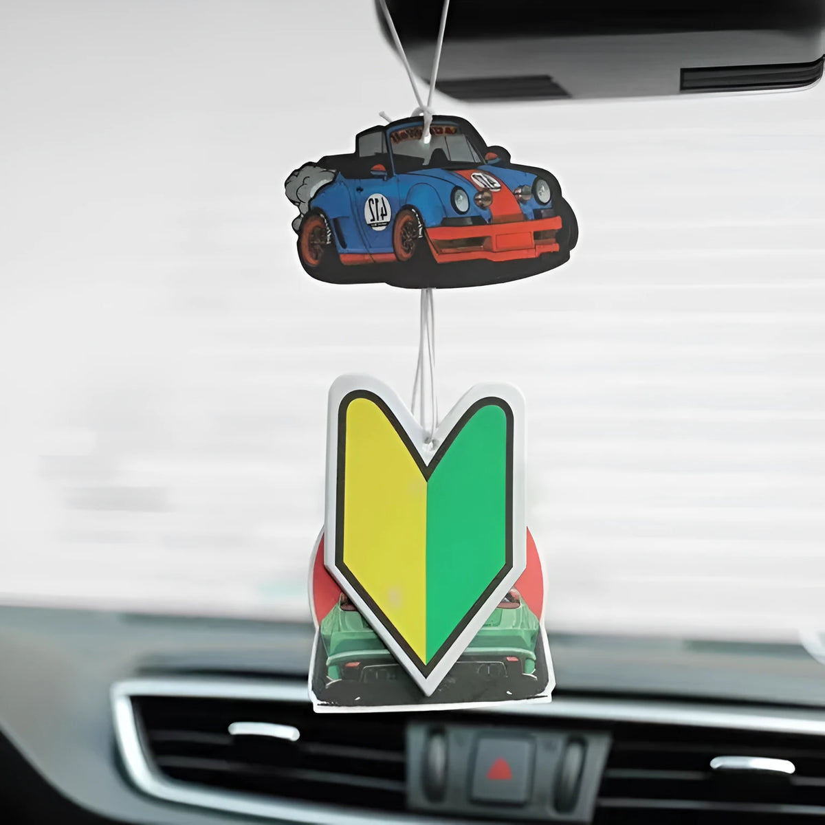 Car fragrance pendant solid paper rearview mirror air freshener in JDM design
