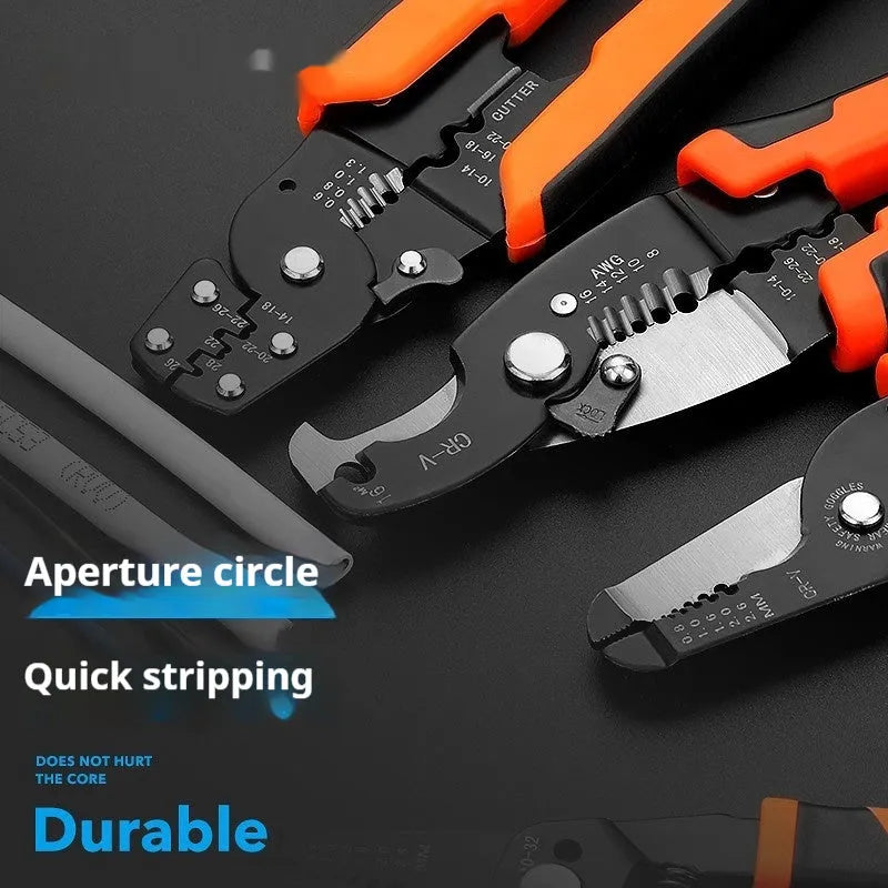 Fully automatic wire stripping pliers tool with high carbon steel blades