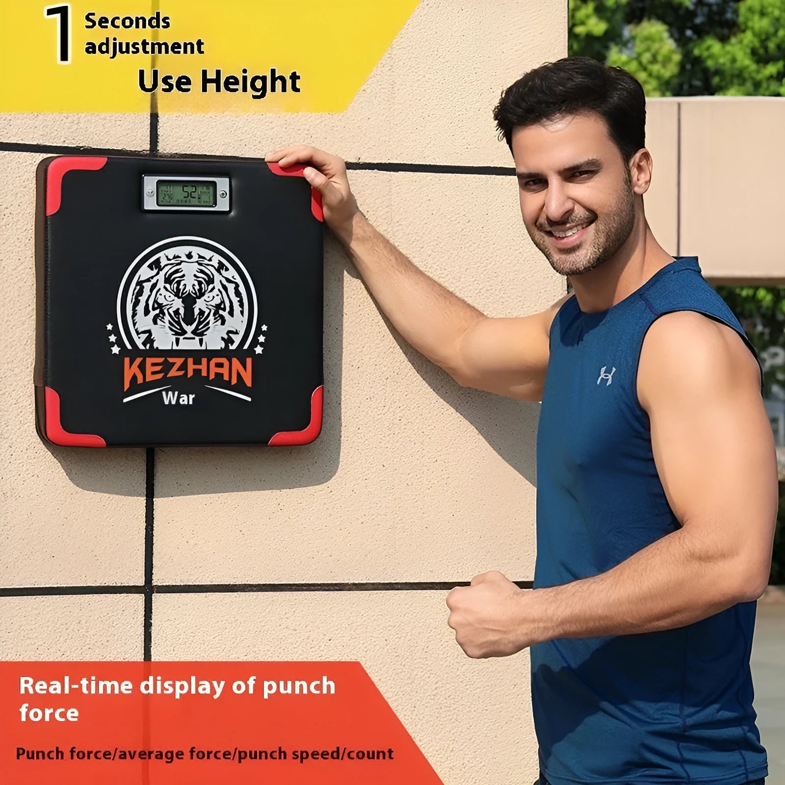 Smart hanging boxing dynamometer with focus mitts and PU leather construction