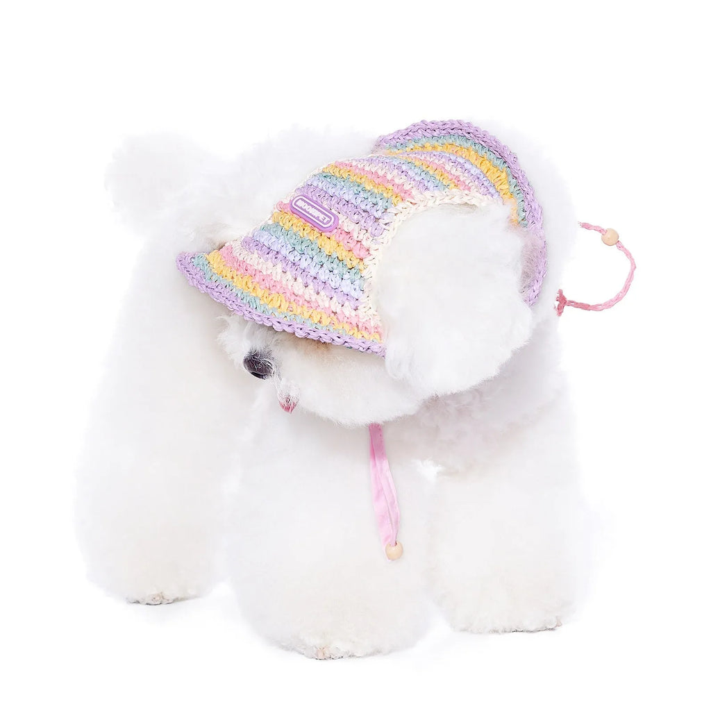 Woven paper dog sun hat for small dogs in summer, sizes S M L
