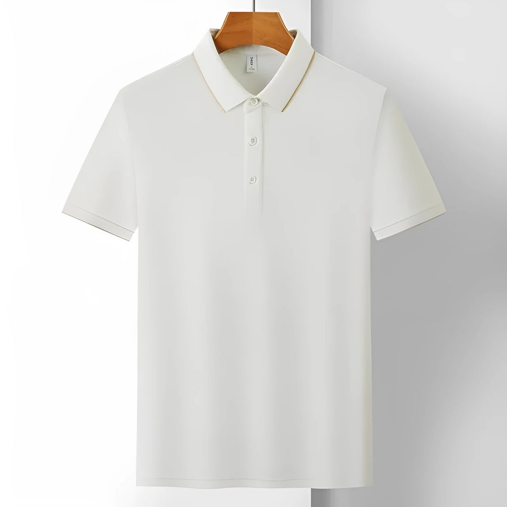 Men's loose fit cotton pullover work shirt in solid colour with short sleeves for summer